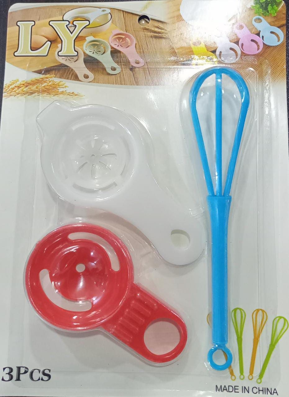 Set Of 3 Baking Tool, Plastic Whisk Egg Yolk Separator Tool, Kitchen Cooking Tool Set, Mini Kitchen Utensil Set, 3 In 1 Cooking Set Set Of 3 Baking Tool, Plastic Whisk Egg Yolk Separator Tool, Kitchen Cooking Tool Set, Mini Kitchen Utensil Set, 3 In 1 Cooking Set